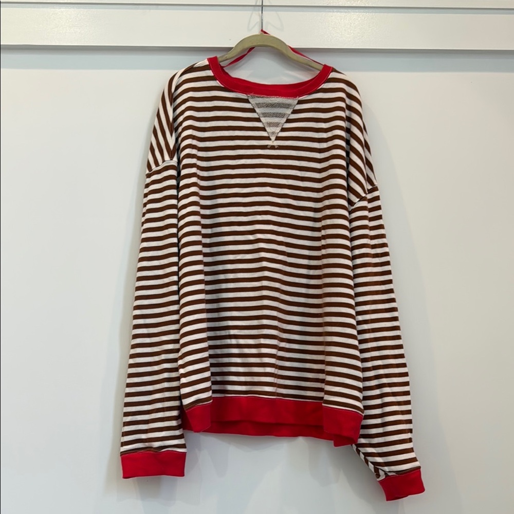 Free People We the Free Classic Striped Oversized Crewneck Sweatshirt